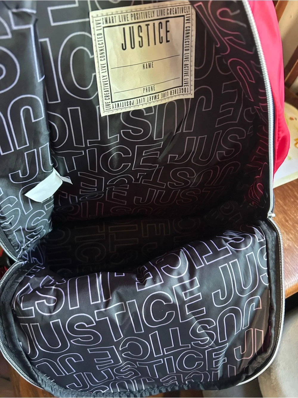 Justice Red Patch Backpack with Y and Cherry Patches
